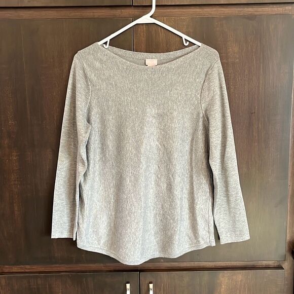 Chicos Light Gray Soft Comfy Casual Pullover Sweater Medium - Picture 2 of 6
